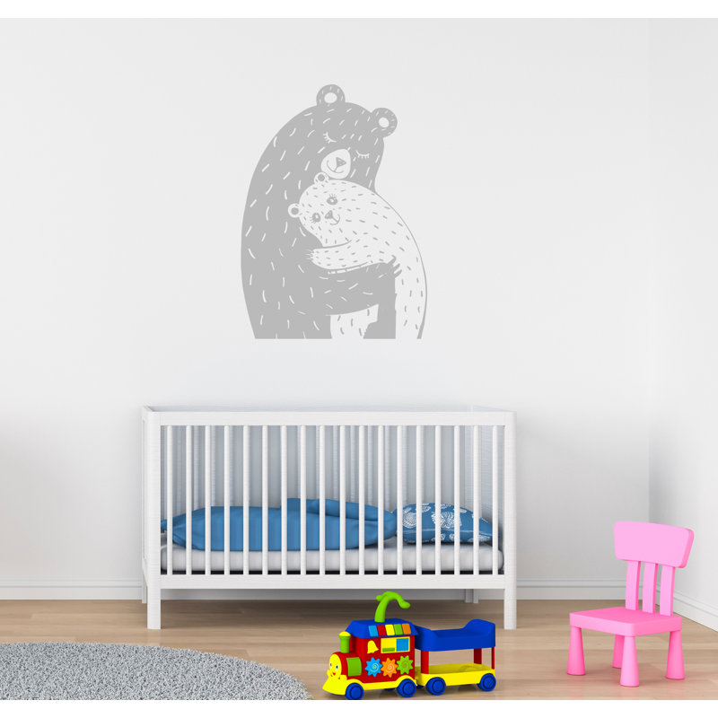 Adhésif décoratif famille d'ours, H 52 po x l 38 po, Argent