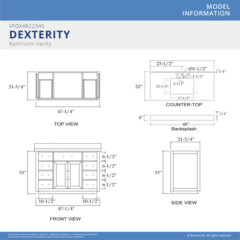 Dexterity 48" Single Bathroom Vanity Set, Gray Oak