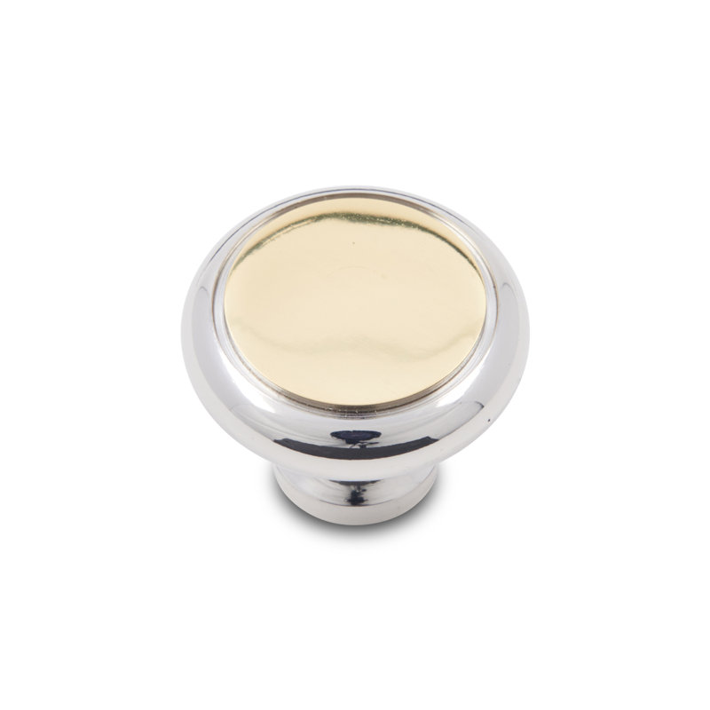 Poignée bicolore 1 1/4 po avec insert plat CK Series, Chrome poli / laiton
