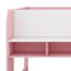 Lit mezzanine double pleine grandeur avec bureau intégré, armoires de rangement et bibliothèque ouverte, tableau blanc pour graffiti-1299846978