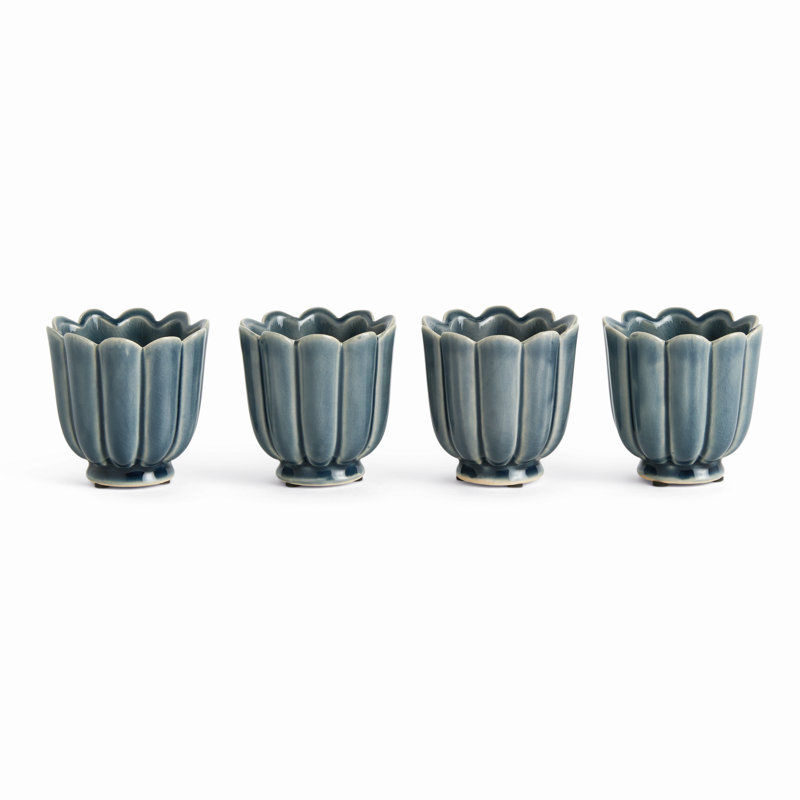 Ensemble de 4 petits pots Freya, Sarcelle