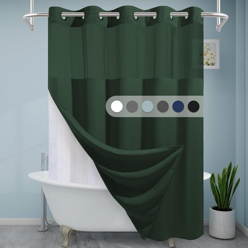 Rideau de douche No Hook, Vert foncé