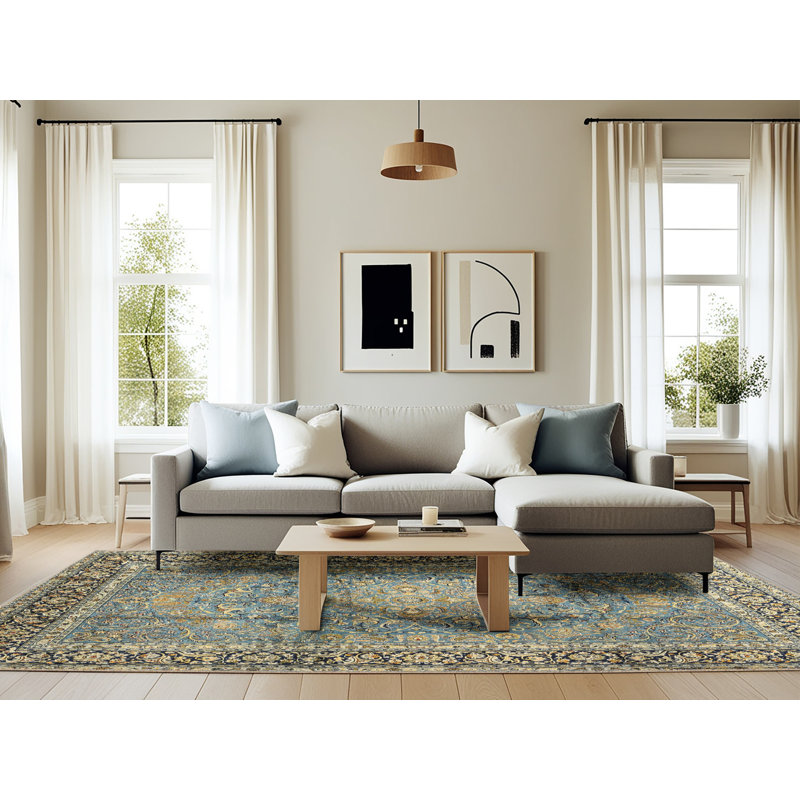 Tapis oriental bleu, Rectangle 6 pi x 9 pi