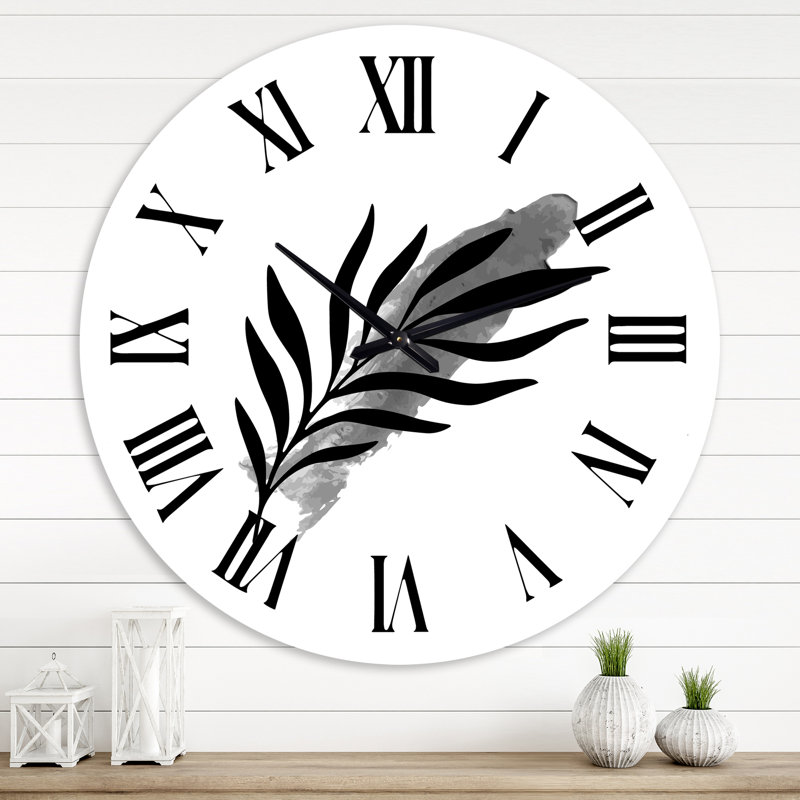 Abstrait tropical feuille I - horloge murale moderne, Surdimensionné