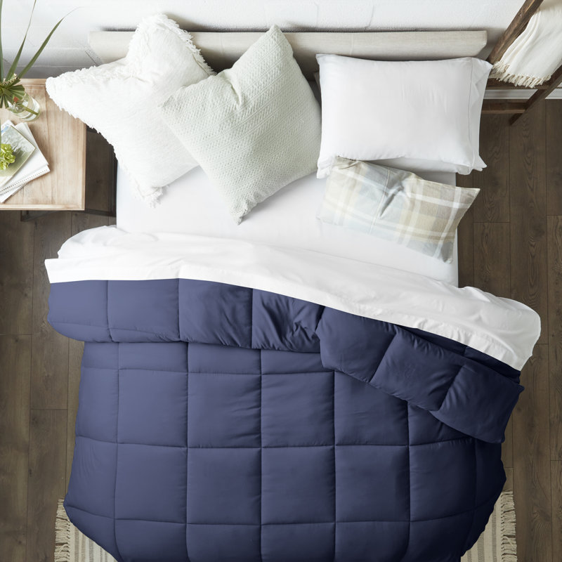 Navy King Reversible Down Alternative Microfiber Comforter Set