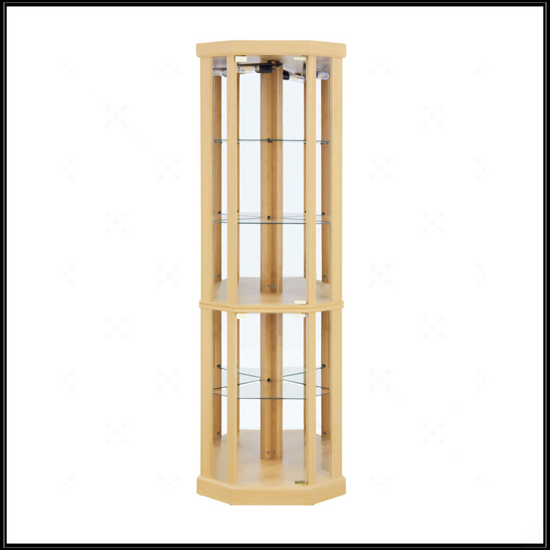 Vitrine d'angle vitrée d'angle pour vitrine d'angle, Chêne clair