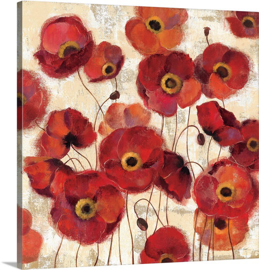 «Bold Poppies» par Anieyah, reproduction d'art sur toile, H 30 po x l 30 po x P 1,25 po