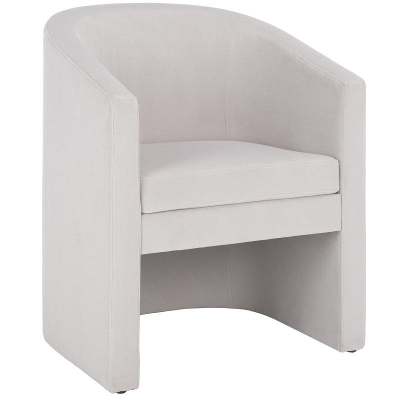 Ghina Velvet Barrel Chair, Light Gray