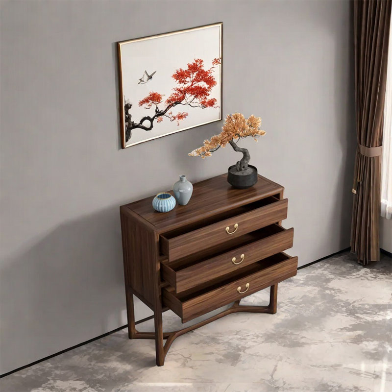 Solid Wood Three-Drawer Cabinet Classic Design, 38.58" H x 26.77" W x 14.96" D