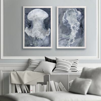 " Indigo Jellyfish I " by Vincent Van Gogh 2 Piece Art Painting
