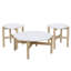 Ensemble de 3 tables rondes d'extérieur Mimi - 2 tables d'appoint et table basse assortie avec plateau en terrazzo et pieds en bois d'acacia