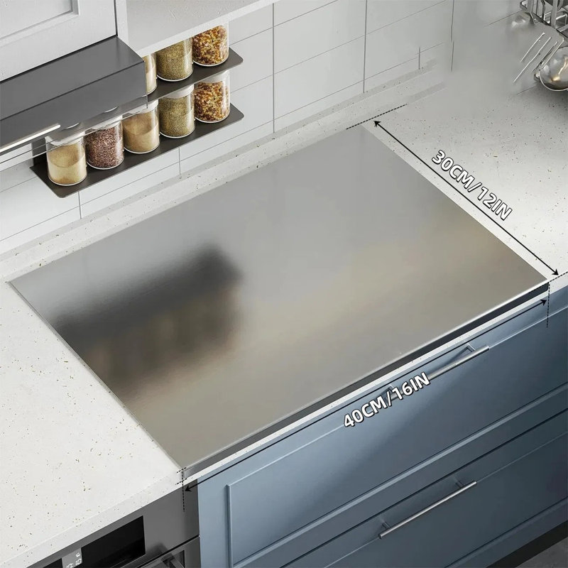 Planche à découper et plaque de cuisson double face en acier inoxydable – Grand plateau pour viande cuite avec couvercle hermétique, plateau de service pour fruits, légumes et viande – Cadeau de fête des pères pour papa qui aime cuisiner