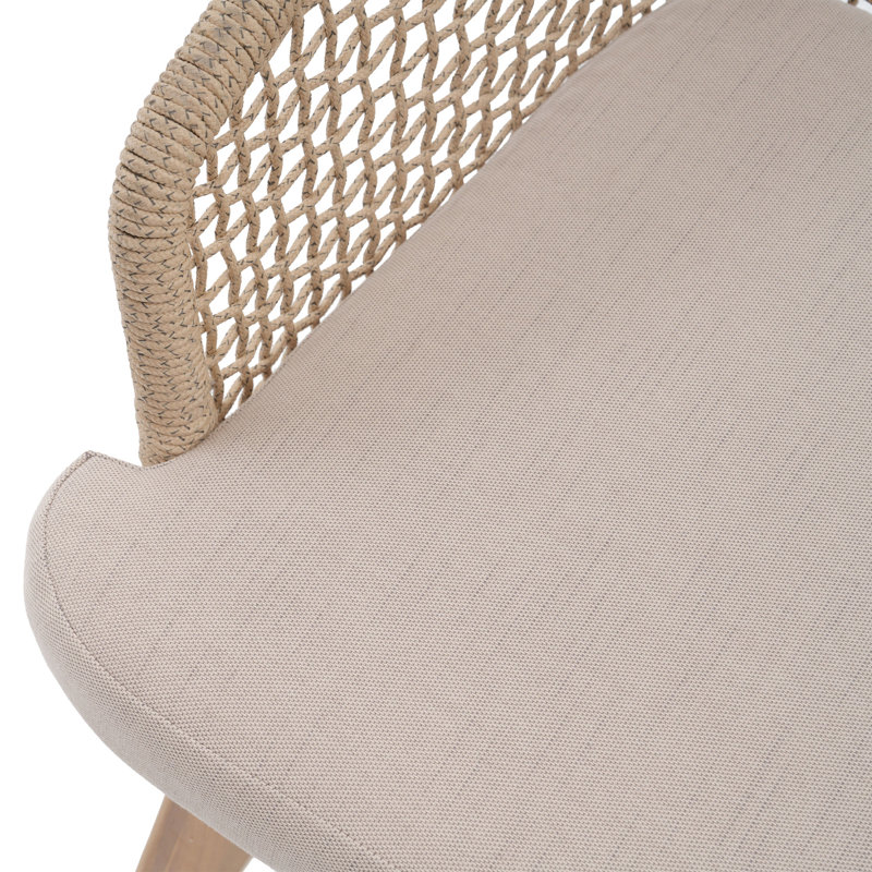 Ensemble repas extérieur pour 6 personnes avec coussins, Beige