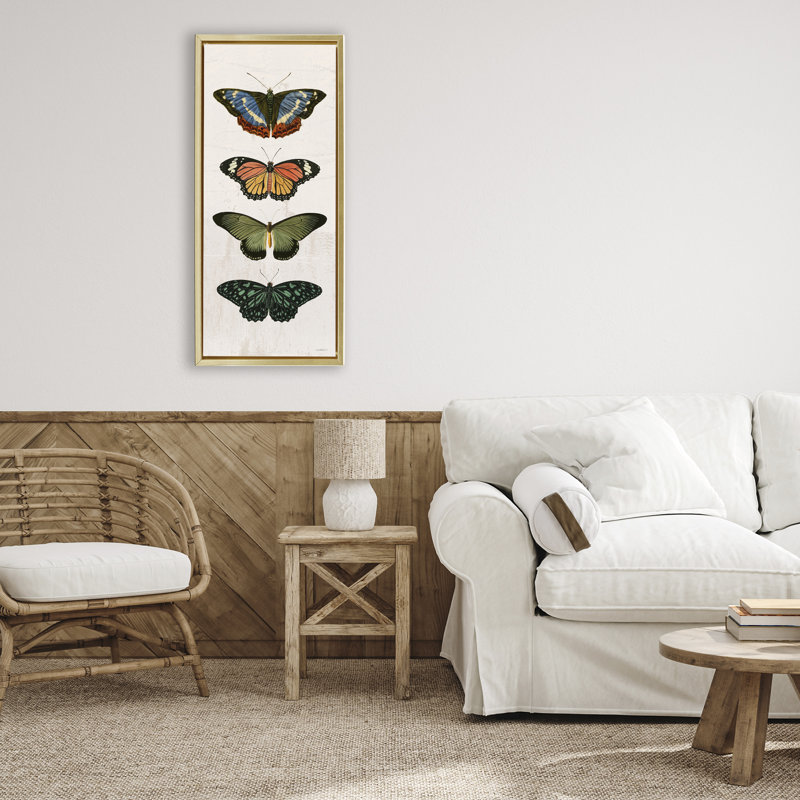 Cadre flottant rétro Butterfly, par Dan Meneely, Cadre flottant métallique doré, H 31 po x l 15 po