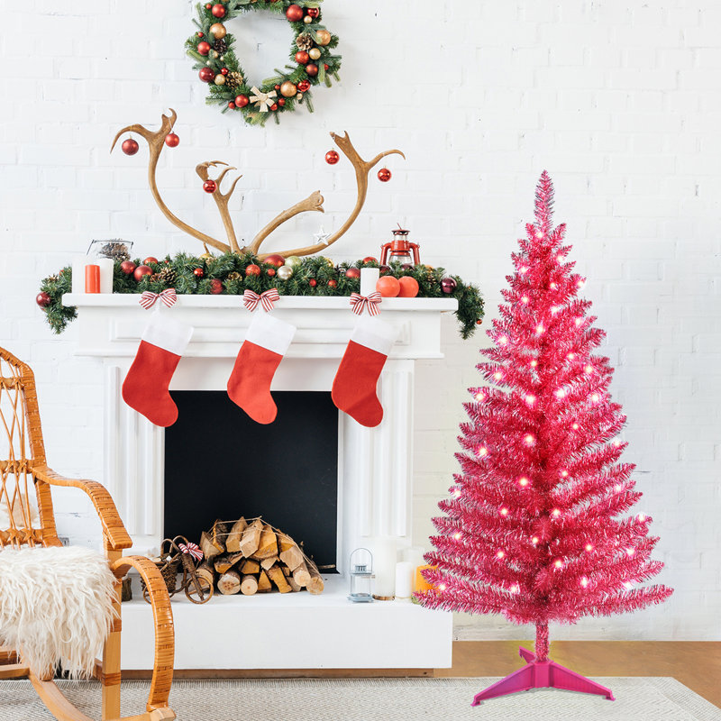 4FT Red Christmas Tree With Lights