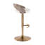 Tabouret réglable avec pivot en métal doré, bois gris clair et similicuir blanc avec repose-pieds arrondi en T - ensemble de 3