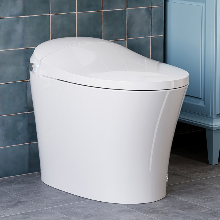 Smart One Piece Elongated Toilet Heated Seat Dual Flush Foot