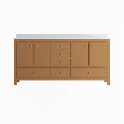 Armoire de meuble-lavabo double 72 po, chêne brun