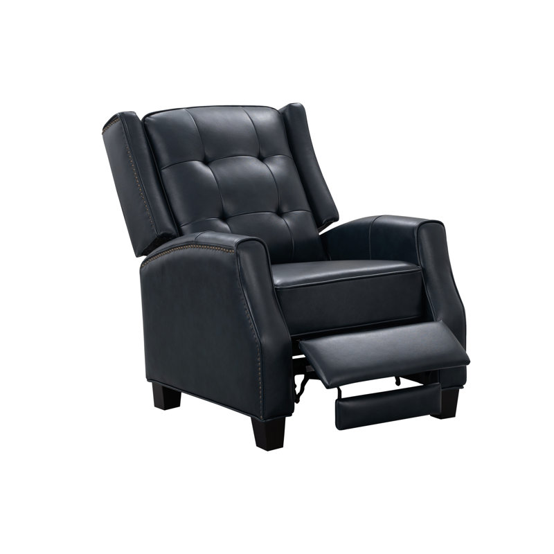 Fauteuil inclinable en cuir, bleu marine, Cuir véritable bleu marine