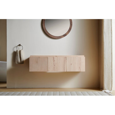 48"  White Oak Cabinet Only, NO Basin And Top, NO Faucet And Sink Cover