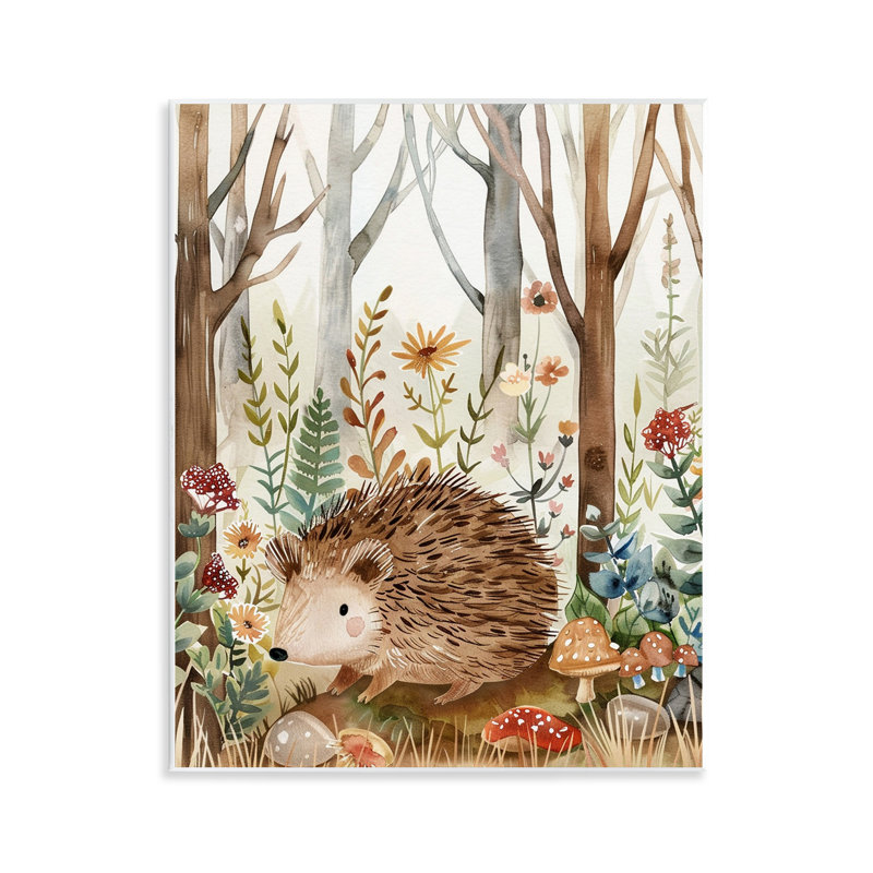  «Soft Woodland Hedgehog», art mural sur bois par LSR Design Studio