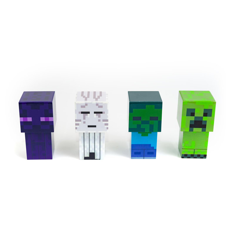Figurine d'ambiance 4 pièces Minecraft Mini Mob | Choturam à piles 3 po