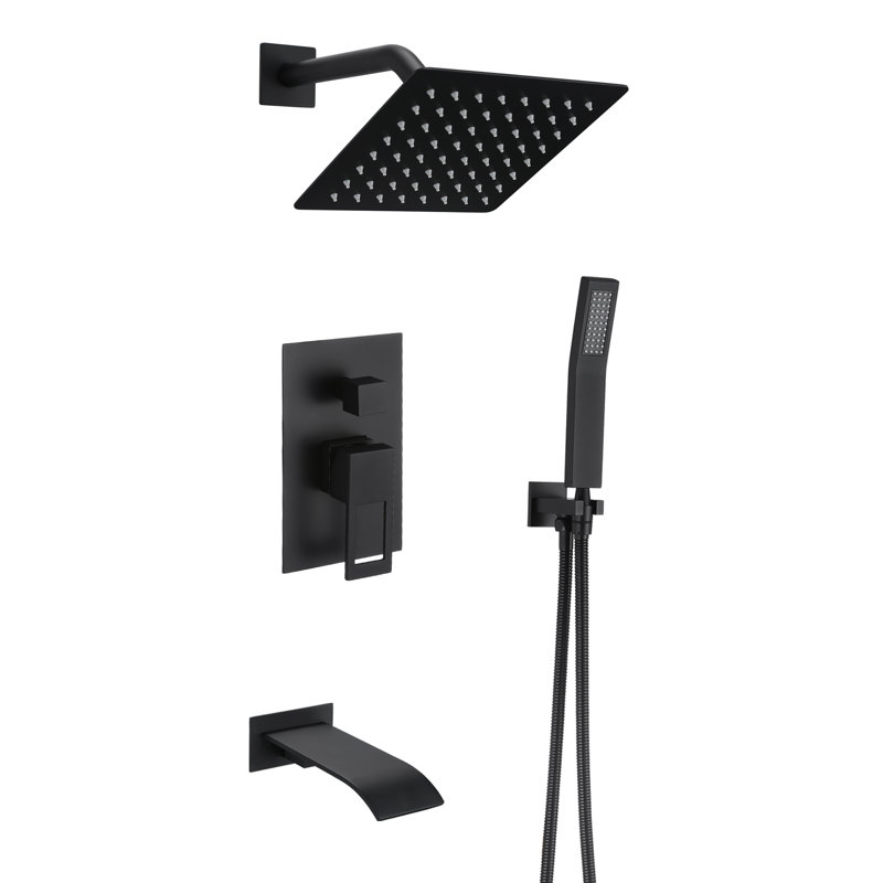 Matte Black Multi-Head Wall-Mounted Shower System with Handheld