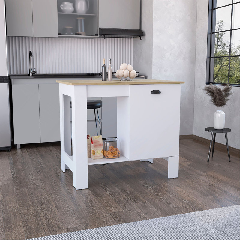Kitchen Island, Single Door Cabinet, Shelf