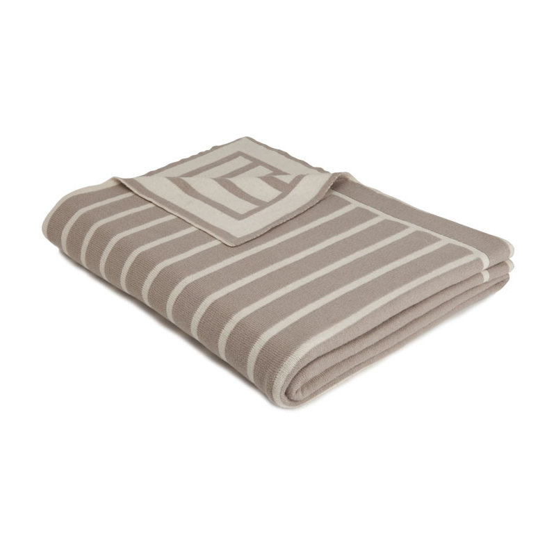 Beach Stripe Knitted Throw Blanket, Stone/Natural