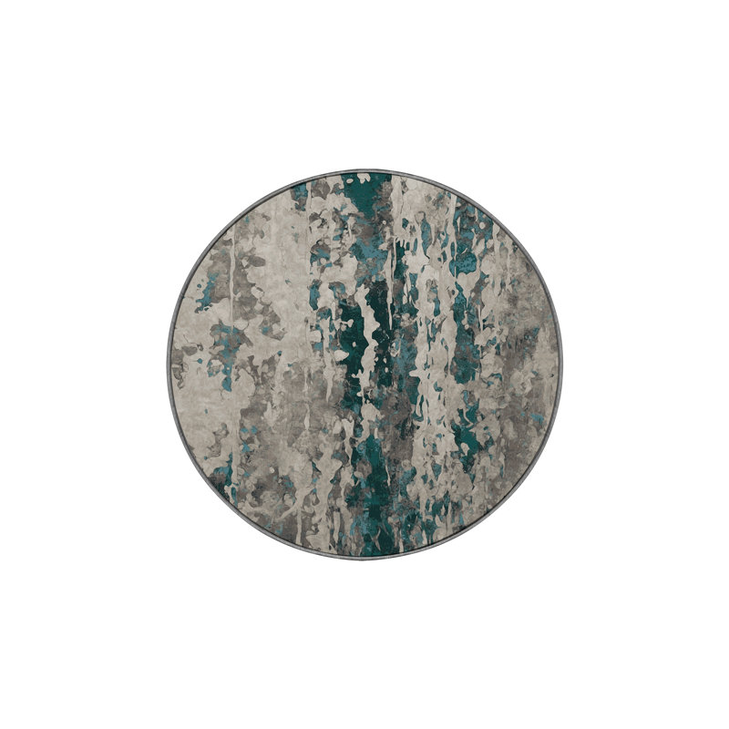 Machine Washable Grey Area Rug GSIX03633, Round 6'