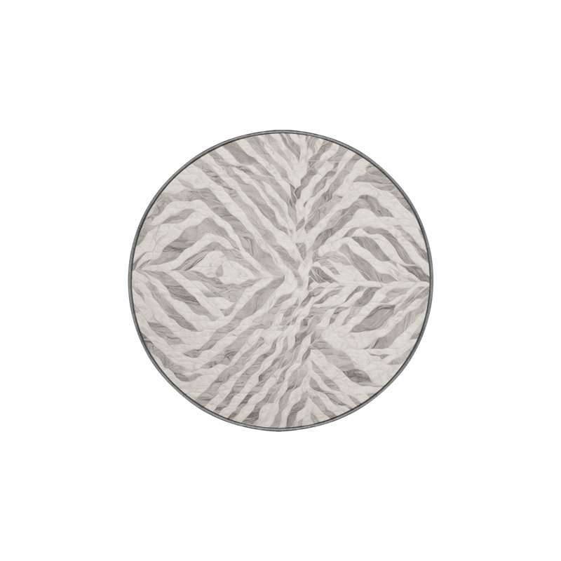 Tapis gris soyeux et moelleux, Rond 3 pi