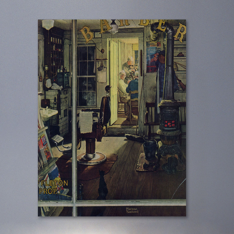 'shuffleton?« s barbershop » par norman rockwell, reproduction d’art sur toile tendue, H 36 po x l 30 po