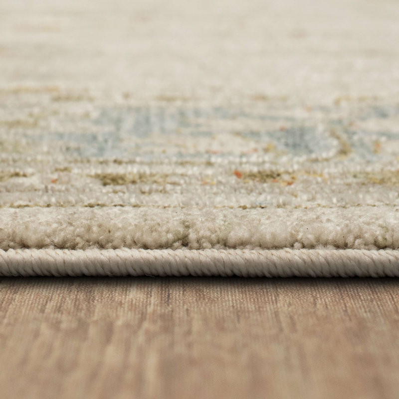 Tapis bleu / crème Iznik Southwestern, Rectangle 5 pi x 7 pi 6 po