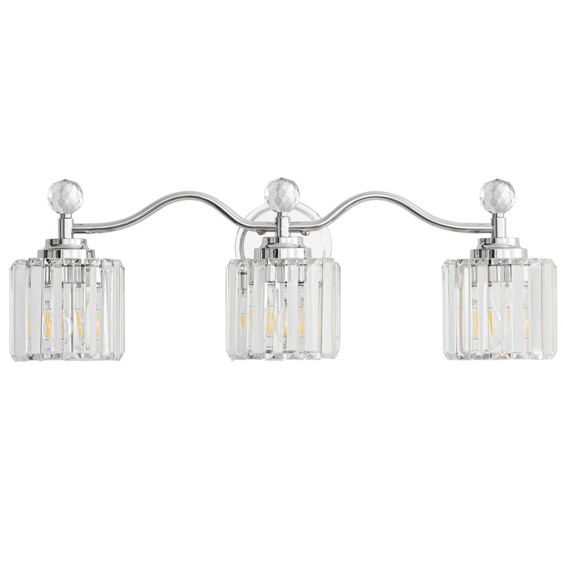 Emilion Dimmable Bathroom Vanity Light With Crystal Shade, Chrome, 3 Lights
