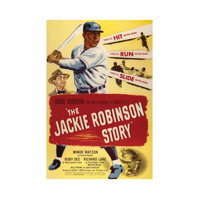 L'histoire de Jackie Robinson - publicité imprimée, H 12 po x l 8 po x P 0,75 po, Toile tendue, Aucun mat