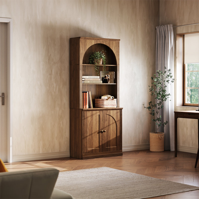 Armoire modulaire à charnière avec porte et tablettes réglables (ensemble de 1), noyer, Noyer