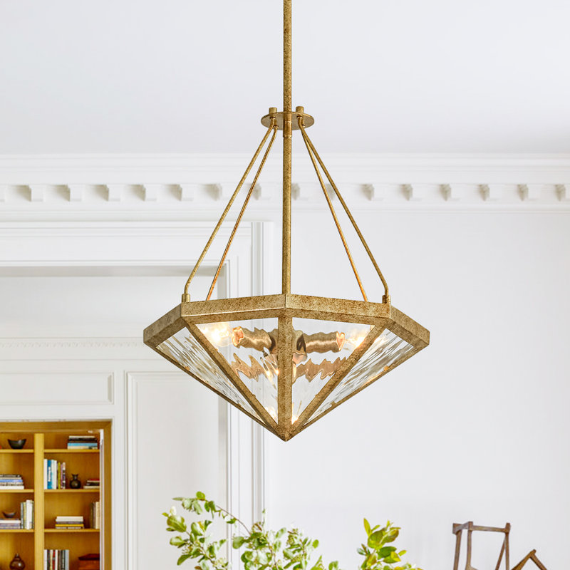 Luminaire suspendu géométrique à 3 lumières Artisan, 19.7" H x 16.1" W x 16.1" D