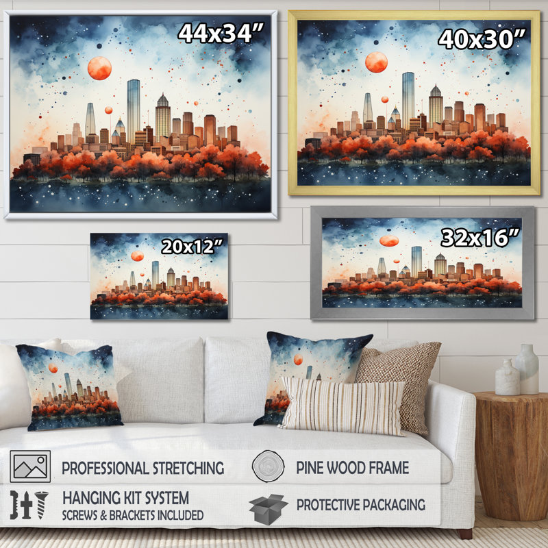 " Cityscape Symphony ", Black Single Picture Framed, 34" H x 44" W x 1.5" D