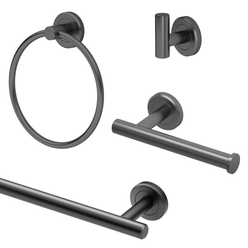 Latitude2 4 - Piece Bathroom Hardware Set, Matte Black
