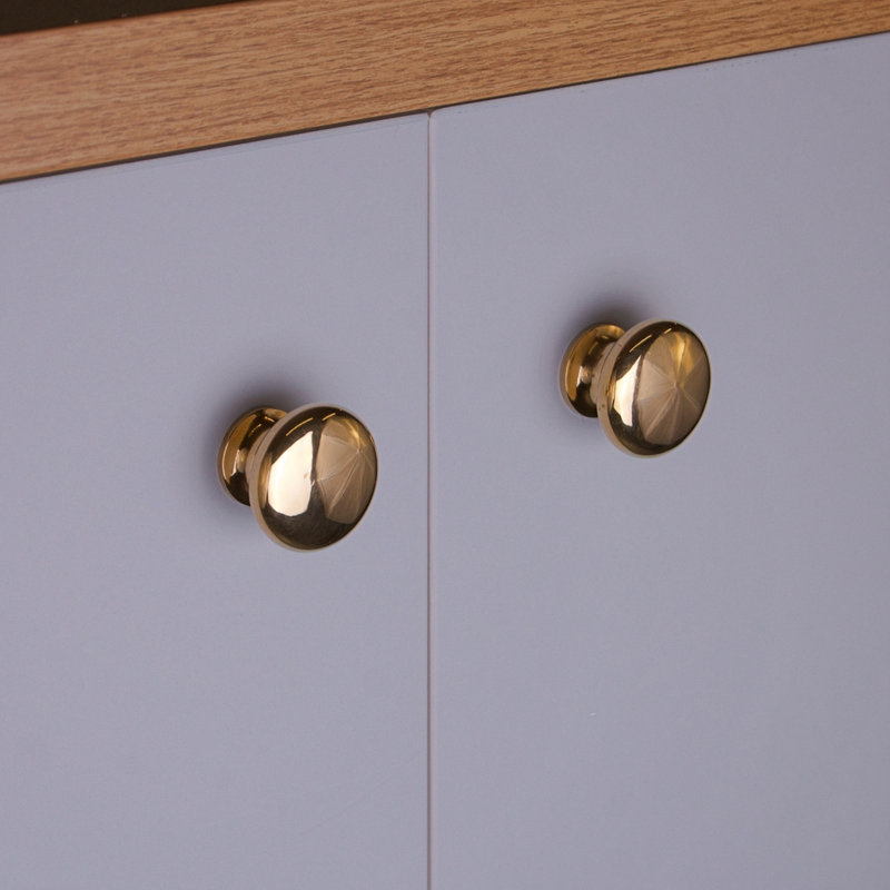 Plain Shaker Cabinet Knob, Polished Brass