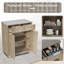Armoire Huuhrin à cannelures avec rangement, étagères réglables, armoire Mid-Century en bois pour la cuisine, café, salon (gris clair)-118665773