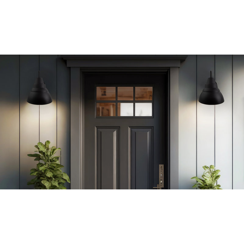 Solus Large Goose Outdoor Wall Mount Light Fixture with Dusk-to-Dawn Photocell Sensor, Black