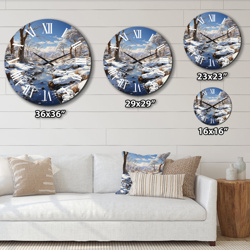 Horloge murale Winter River Natures, Très grand
