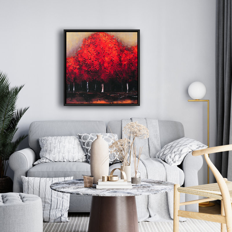 Red Dark Trees Print On Canvas