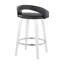 Tabouret de comptoir à hauteur fixe avec pivot en bois et similicuir élégant avec repose-pieds rond en métal - ensemble de 2-125535728-125535732