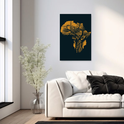 African Roots And Faces Abstract Contemporary Baobab Nature Tree Wall Art Print 1 Piece Wrapped Canvas Wall Art