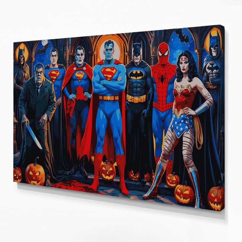 «Halloween Pop culture Halloween mashups», art mural sur toile mauve, 16" H x 20" W