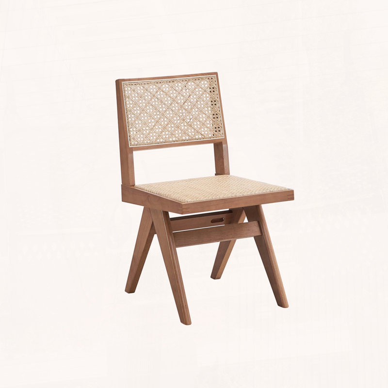 Velentina Rattan & Natural Finish Side Chair, Set of 2