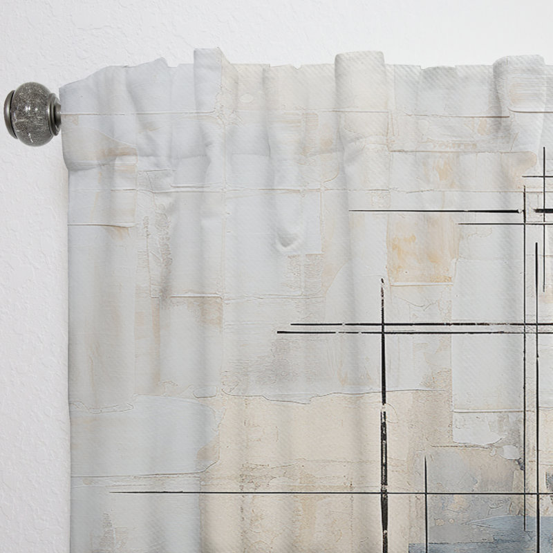 Alirra Abstract Beige Gold Road Collage II - Modern Curtain - Velvet Room Darkening - 1 panel, 52" W x 120" L