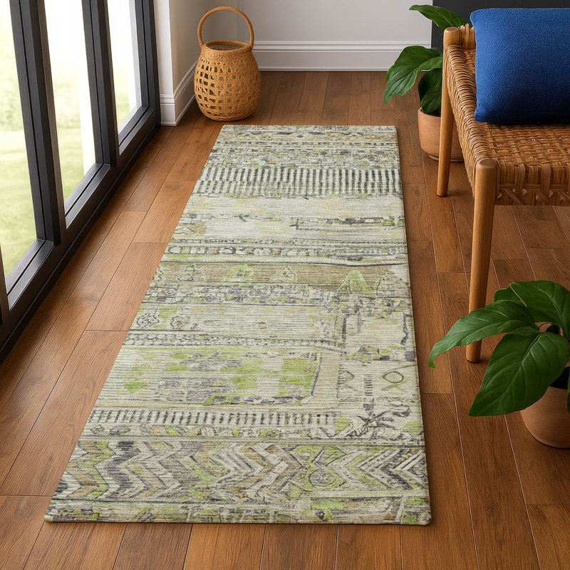 Premium Machine Washable Ashington AMF1835 Stripes Rug, Runner 2'3" x 7'6"